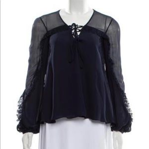 Haute Hippie navy sheet blouse